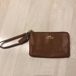 Coach brown wristlet
